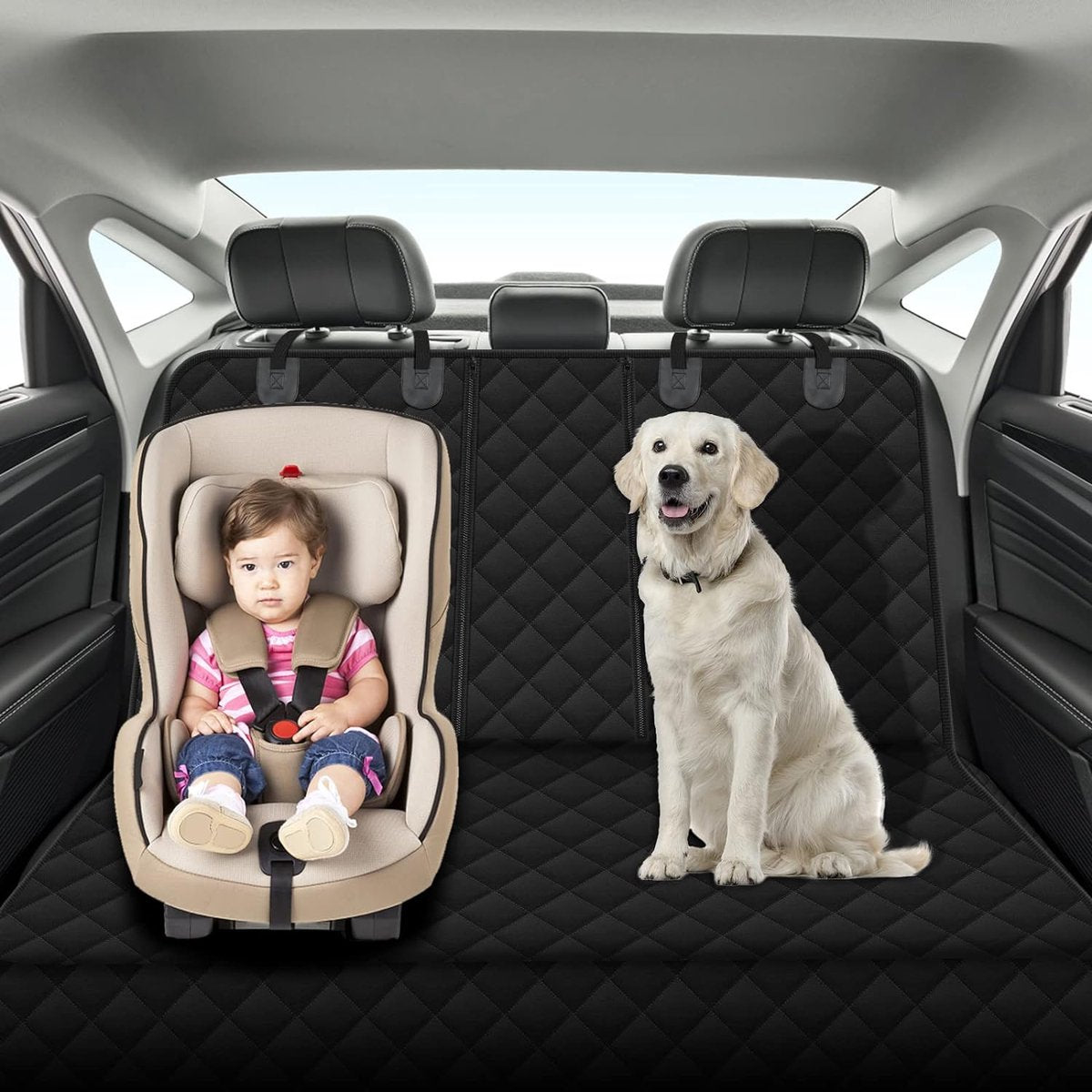 Rear seat protector, water and scratch resistant non-slip hammock Rear seat protection against dirt and fur for cars and SUVs