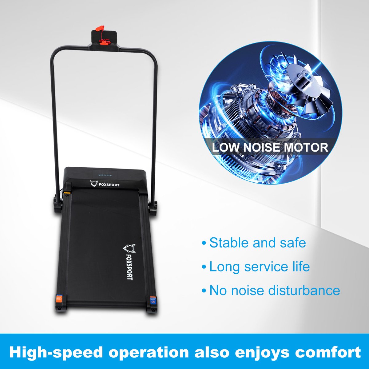 Treadmill with armrests - Foldable armrests - with wheels - walking or running - Walking band - Treadmill - Walking Pad - Adjustable speed - Installation-free - Display with training information - 1-12km/h