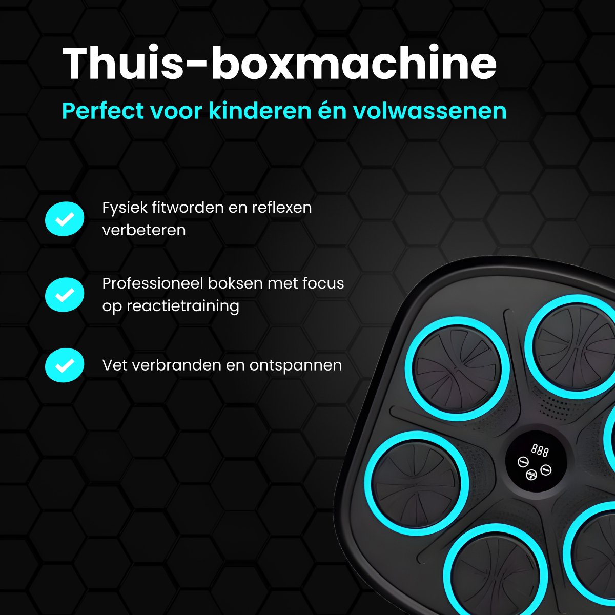 Ultimate Smart Music Boxing Machine - New 2024 Model - Bluetooth Music - Upgraded Display - Various Modes - Boxing Machine for Adults and Children - Fitness - Punching Bag - Boxing Machine