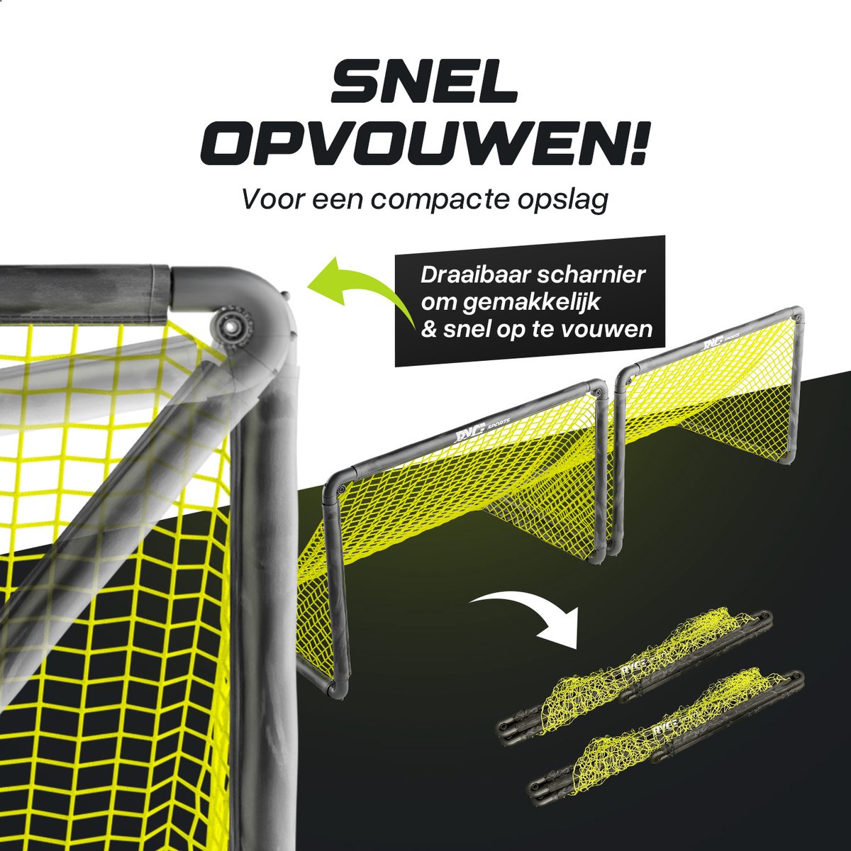 Ryce® Sports Voetbaldoeltjes - Set van 2 - 120 x 75 x 75 cm - Voetbal trainingsmateriaal - Training - Accessoires - Voetbalartikelen - Kinderen - Inclusief voetbal & Balpomp