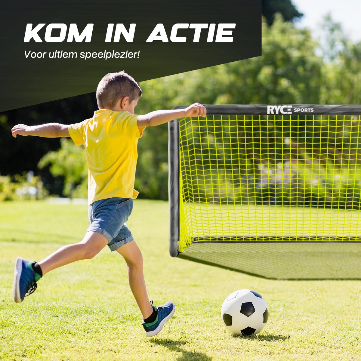 Ryce® Sports Voetbaldoeltjes - Set van 2 - 120 x 75 x 75 cm - Voetbal trainingsmateriaal - Training - Accessoires - Voetbalartikelen - Kinderen - Inclusief voetbal & Balpomp