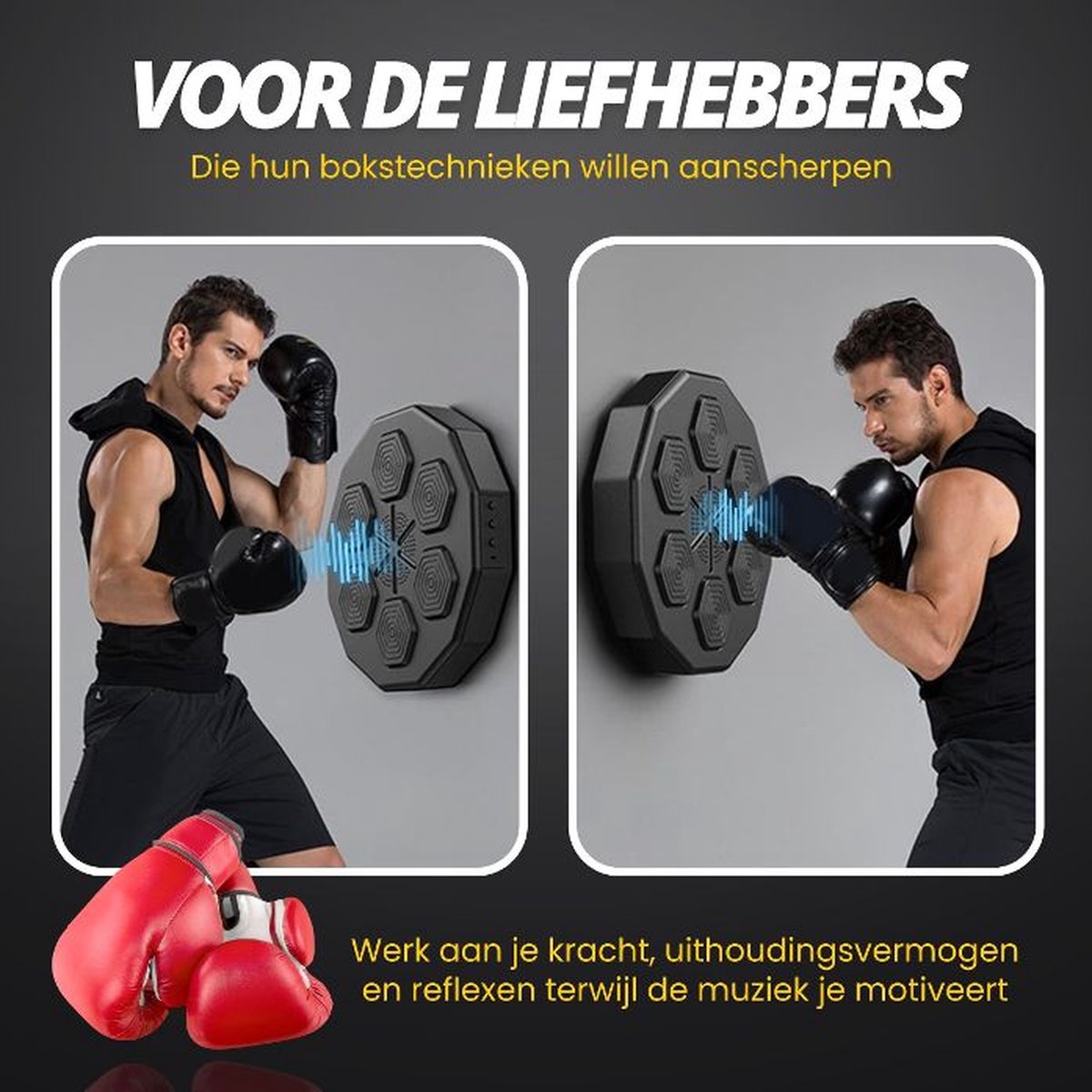 Boksmachine met Bluetooth inclusief Bokshandschoenen - Boksmachine – Boksmachine met muziek - Boxmachine – Boxingmachine - Boksmachine met Bluetooth - Boxing machine - Boksmachines -