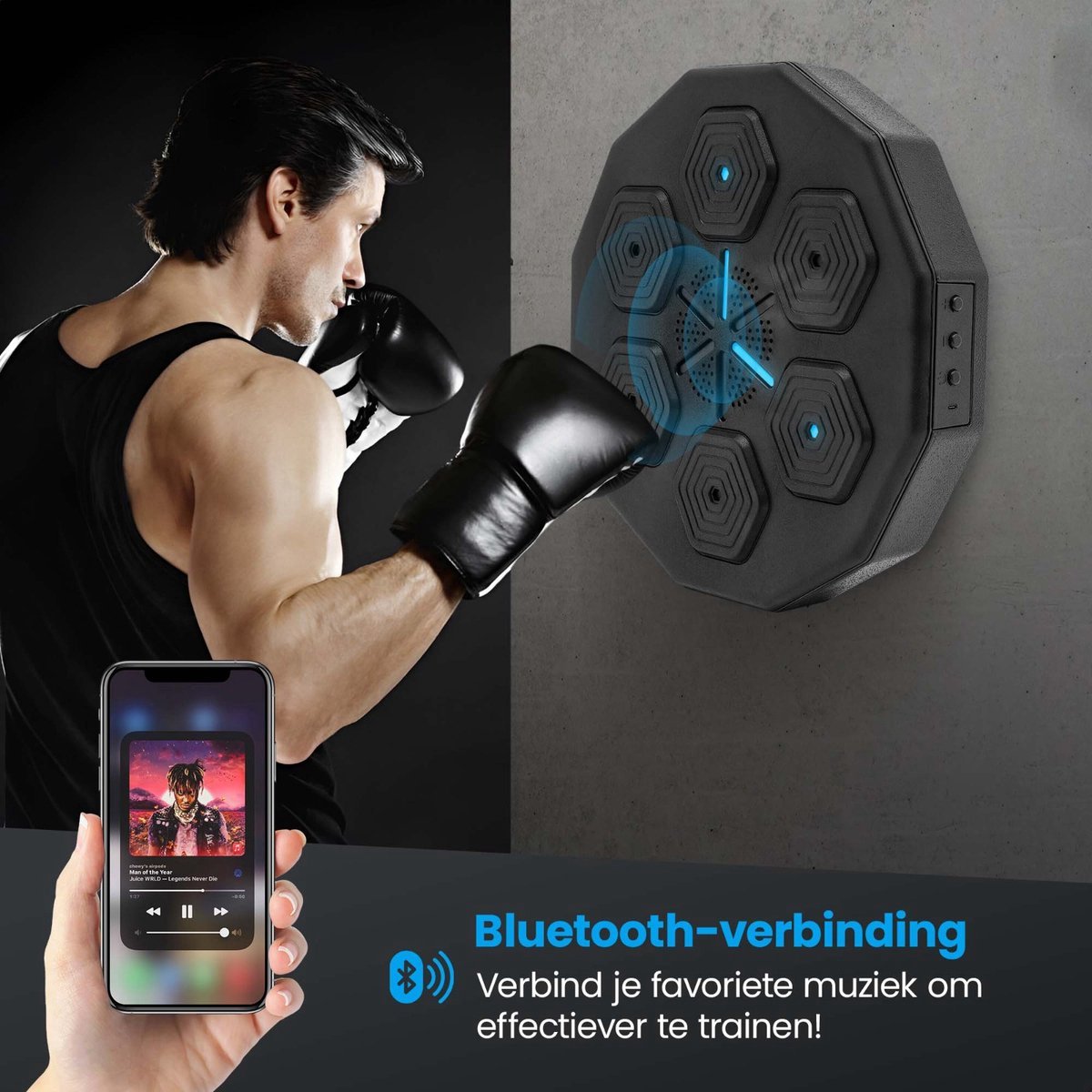 Smart Music Boxing Machine - Intelligente Bokszak - Verbinding met Bluetooth - Digitale Boksmachine met Muziek - Boksbal - Boxmachine - Training op Niveau - Boxing - Fitness