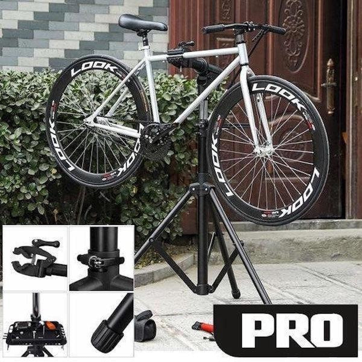 Decopatent® PRO Montagestandaard Fiets - 360° Draaibaar - Verstelbaar + Gereedschapsbakje - Fiets Montage reparatie standaard