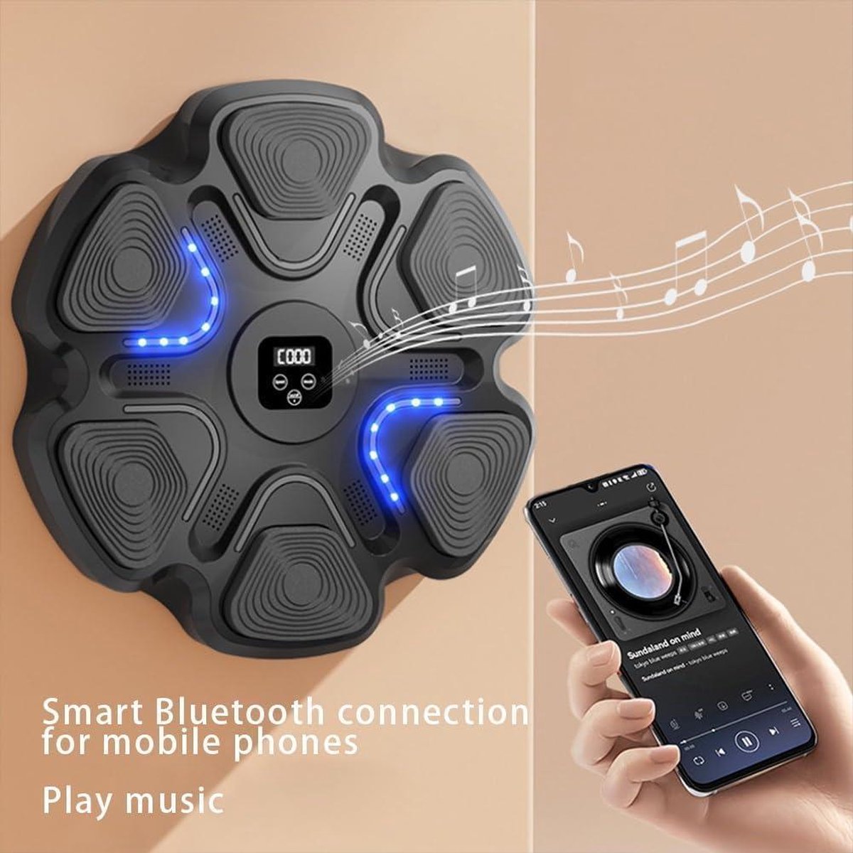 Music Boxing Machine Liteboxer - Aan de muur bevestigde boks workout met Bluetooth - Snelheidsinstelling - Muziek boks machine met muziek