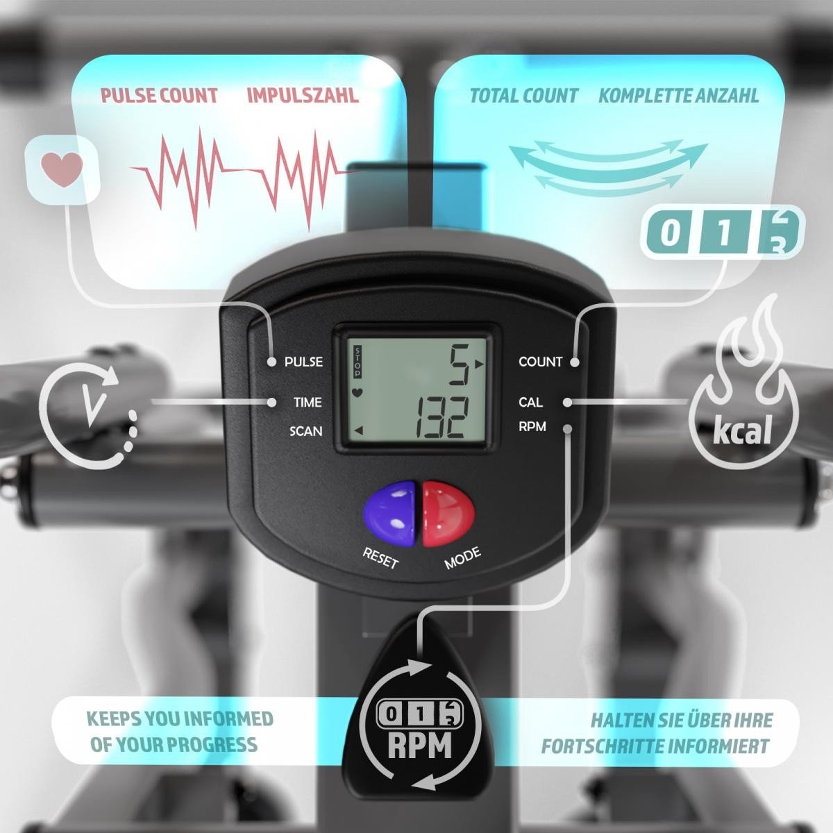 Crosstrainer with LCD display - Silver