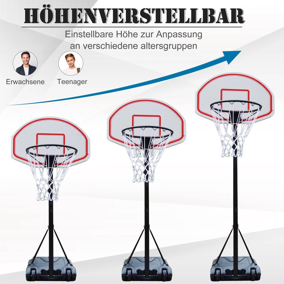 Basketball hoop on pole 205/250cm high Basketball pole