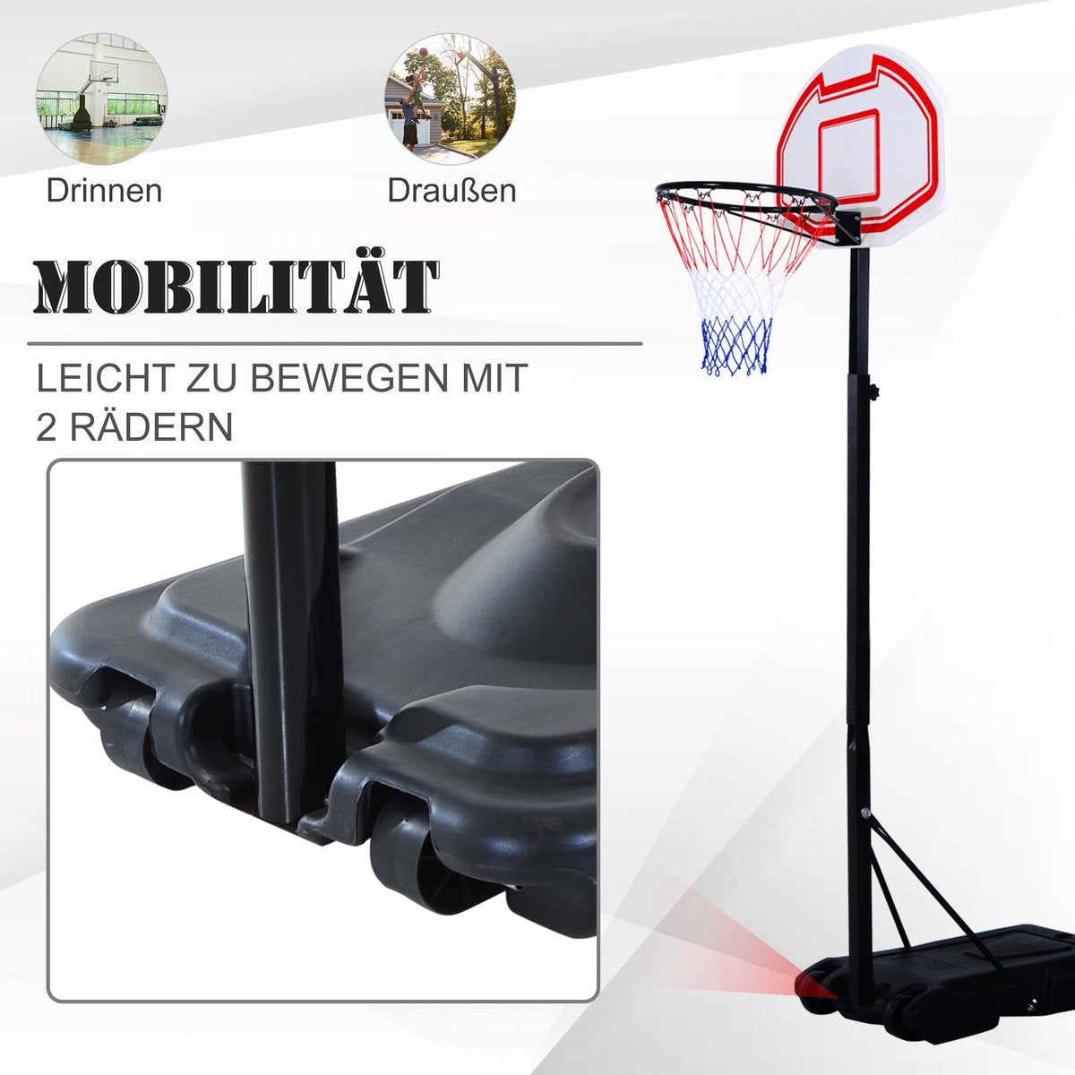 Basketball hoop on pole 205/250cm high Basketball pole