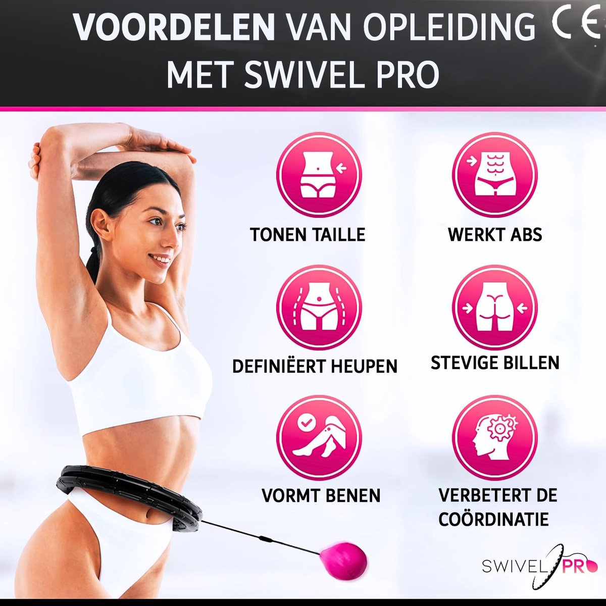 3-in-1 Hoelahoep Met Gewicht - Verstelbaar - 24 Schakels - Fitness - Sporten - Hoepel - Verstelbaar - Roze