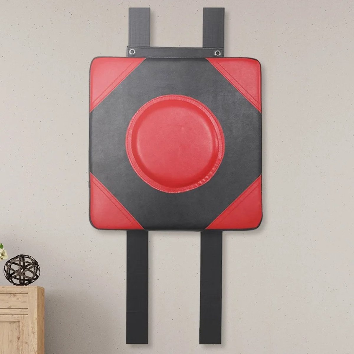 Stootkussen Muur - 40x40cm - Bokskussen Muur - Verstelbare Hoogte - Kunstleer Stootkussen - Boksen - Boks - Boksstootkussen - Bokstarget - Thuisgym - Thuisfitness - Wandgemonteerd Bokskussen - Taekwondo Trapkussen - Bokstrainingsapparatuur - Rood -