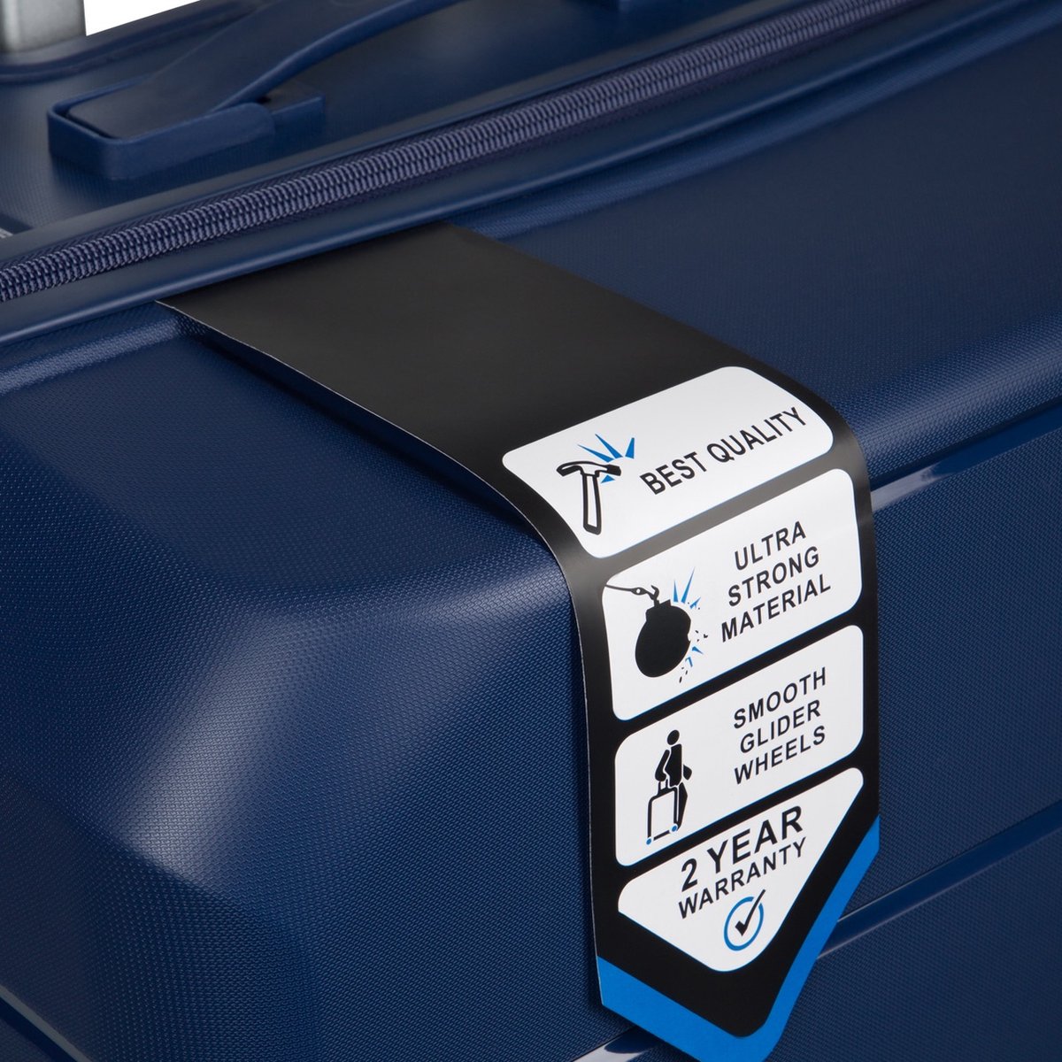 Traveller M-Series Reiskoffer 24" - 65L - 66x43x26 cm - Lichtgewicht Harde Koffer - Blauw - Met Ingebouwd TSA Slot - Voor Vliegtuig en Vakanties