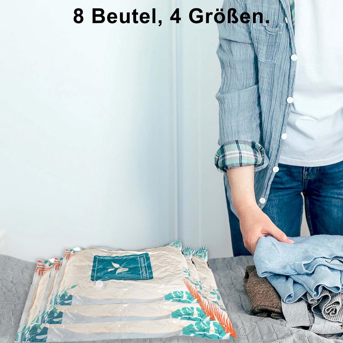 Vacuümzakken voor kleding - set van 8 stuks - elektrische vacuümpomp - dekbedden - matrassen - dekens - kussens - beddengoed - reizen - verhuizen vacuüm opbergzak jumbovacuum opbergzak jumbo