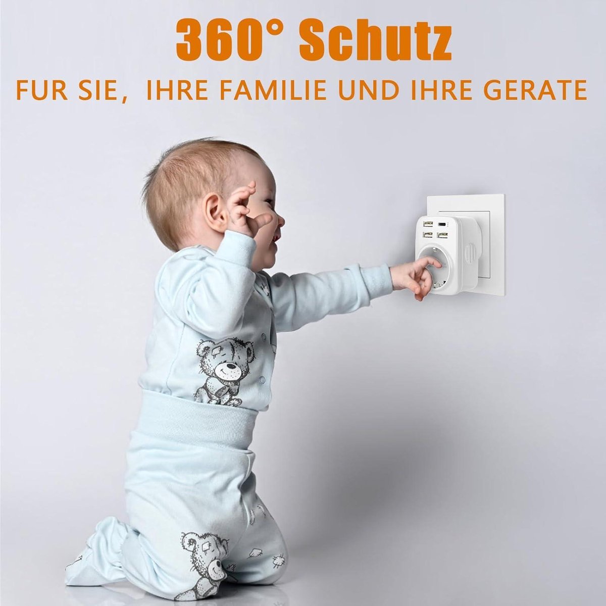 EU to UK plug adapter - England Germany socket - 3 USB-A and type C - 250 V/13 A 3250 W - type G - UK Ireland Singapore Hong Kong