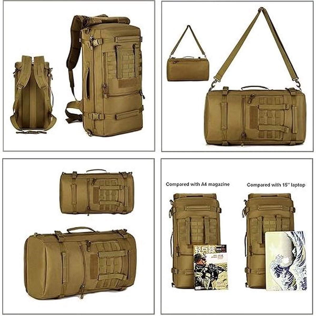 Selighting Tactische Rugzak - 50L - Waterdichte Molle (Modulair Lichtgewicht Draaguitrusting) Rugzak - Perfect voor Outdoor Wandelen, Trekking en Kamperen - Veelzijdig en Ruim - 15 inch Laptop Compatibel