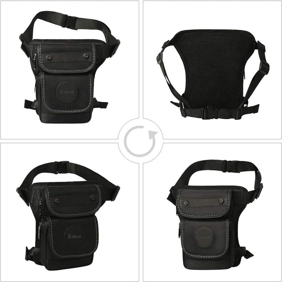 Motorfiets Beentas Heuptas voor dames en heren - licht - waterdicht - canvas - fietsen outdoor sport - zwart - Kleine Heuptas voor Wandelen