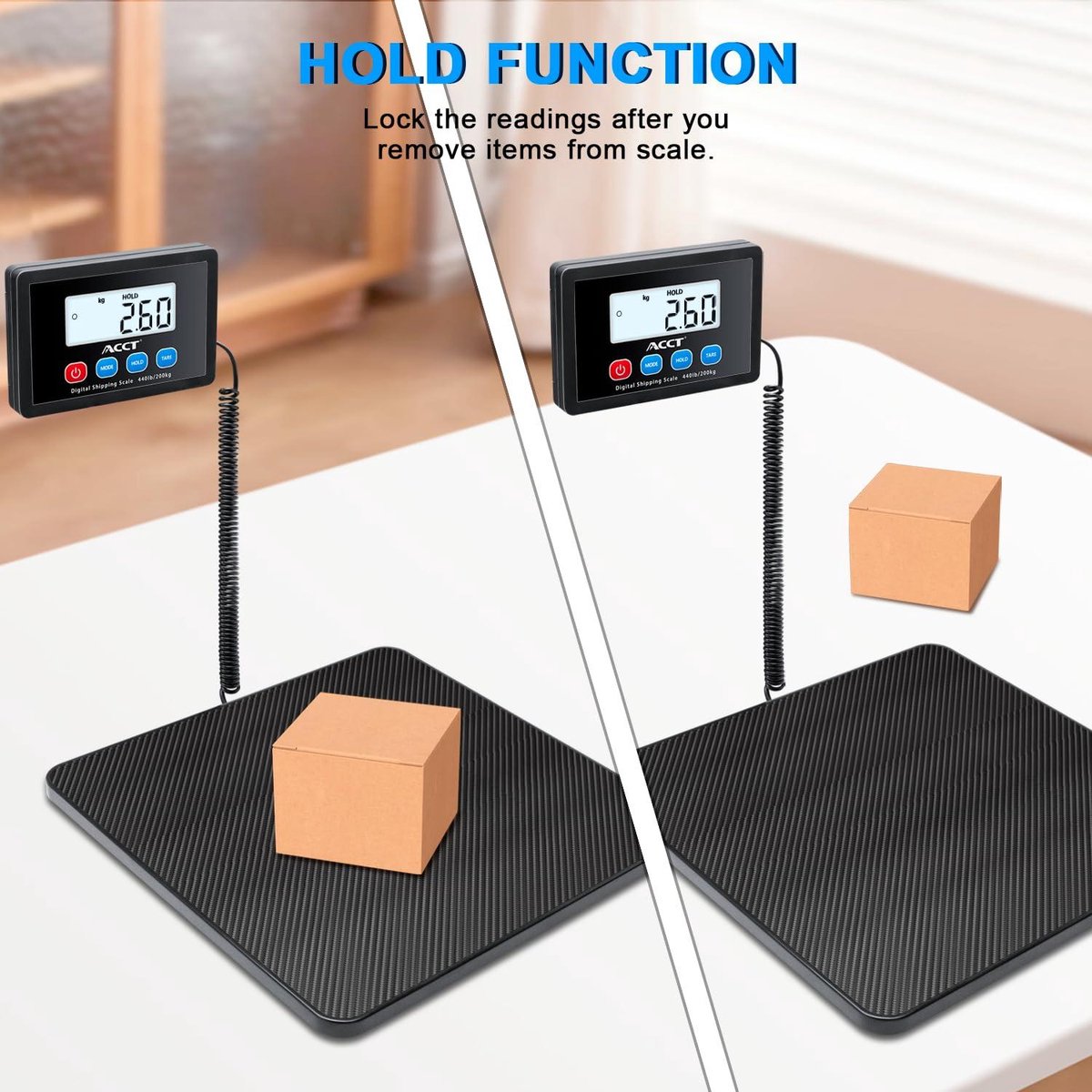 Digital postal scale 440 lbs with hold tare function auto-off - shipping scale for parcels small shops luggage office