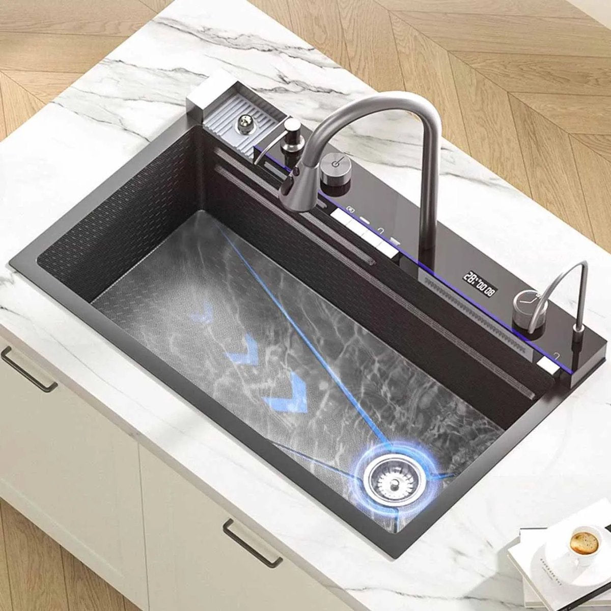 Multifunctional Sink - Kitchen sink - Multifunctional basin - Waterfall faucet - Including accessories - 75x45cm