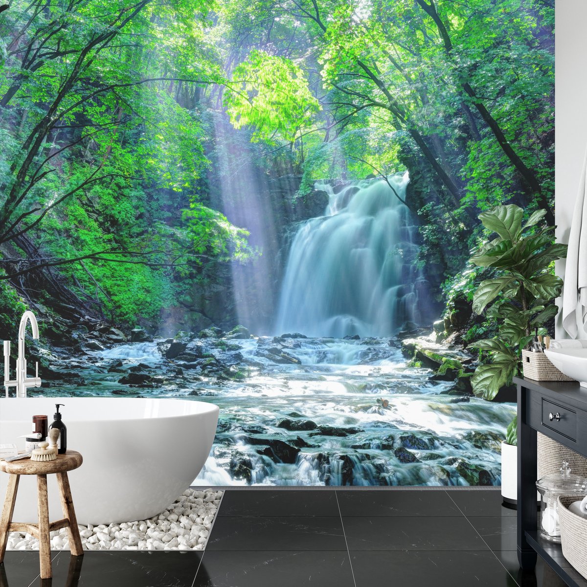 Fotobehang Waterval In Het Bos