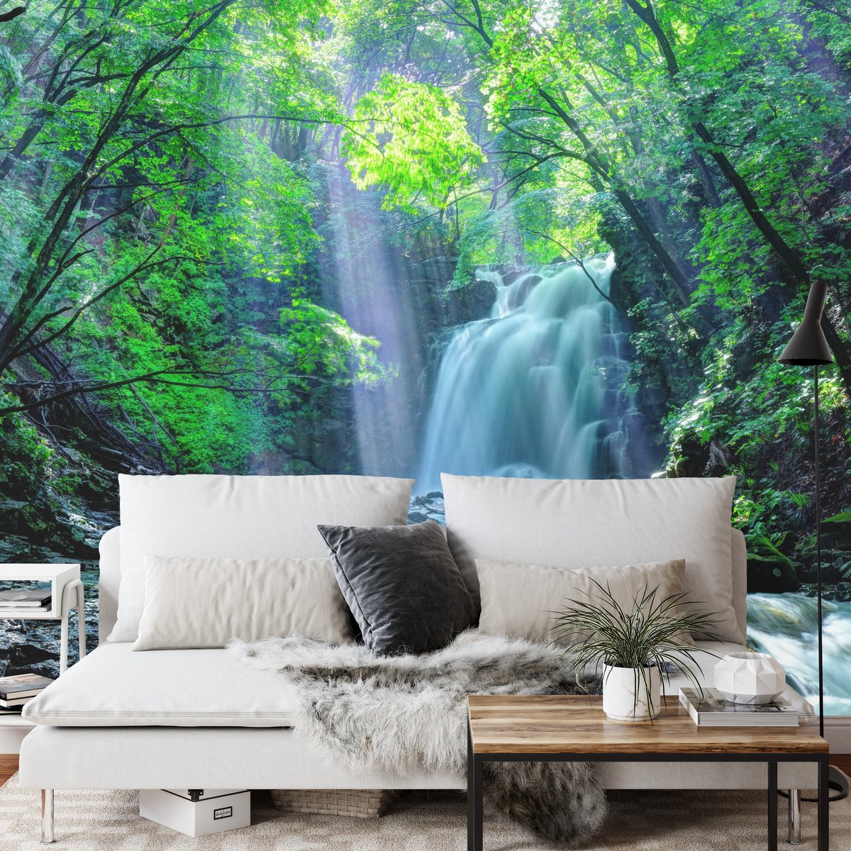 Fotobehang Waterval In Het Bos