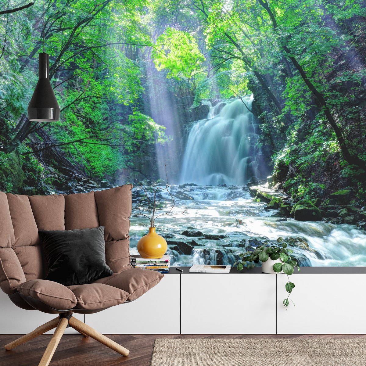 Fotobehang Waterval In Het Bos