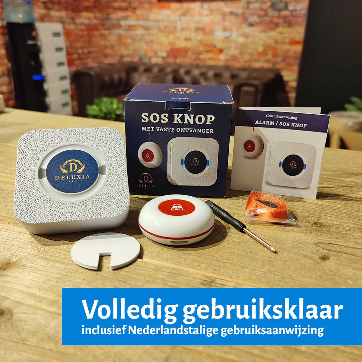 Alarmknop - SOS knop voor Senioren - Vaste Ontvanger - Senioren Alarm - Personenalarmering - Paniekknop - Persoonlijke Alarmen - Alarmknop Voor Ouderen en Hulpbehoevenden - Noodknop - Noodoproepknop