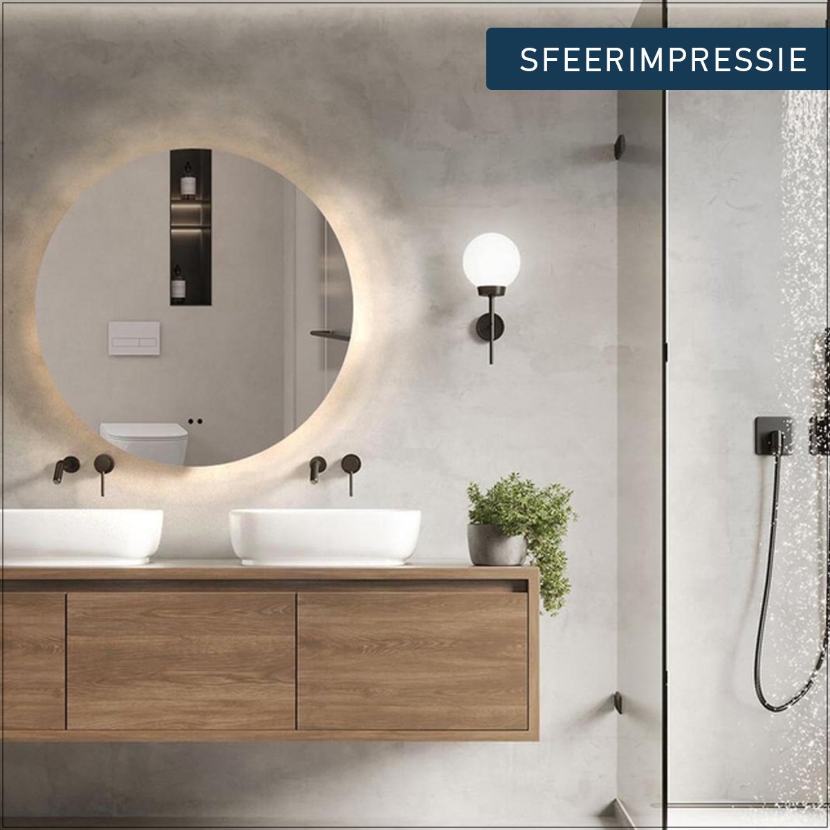 FugaFlow Caria spiegel – Badkamerspiegel - Met verlichting en verwarming - 120 cm - 3000 K