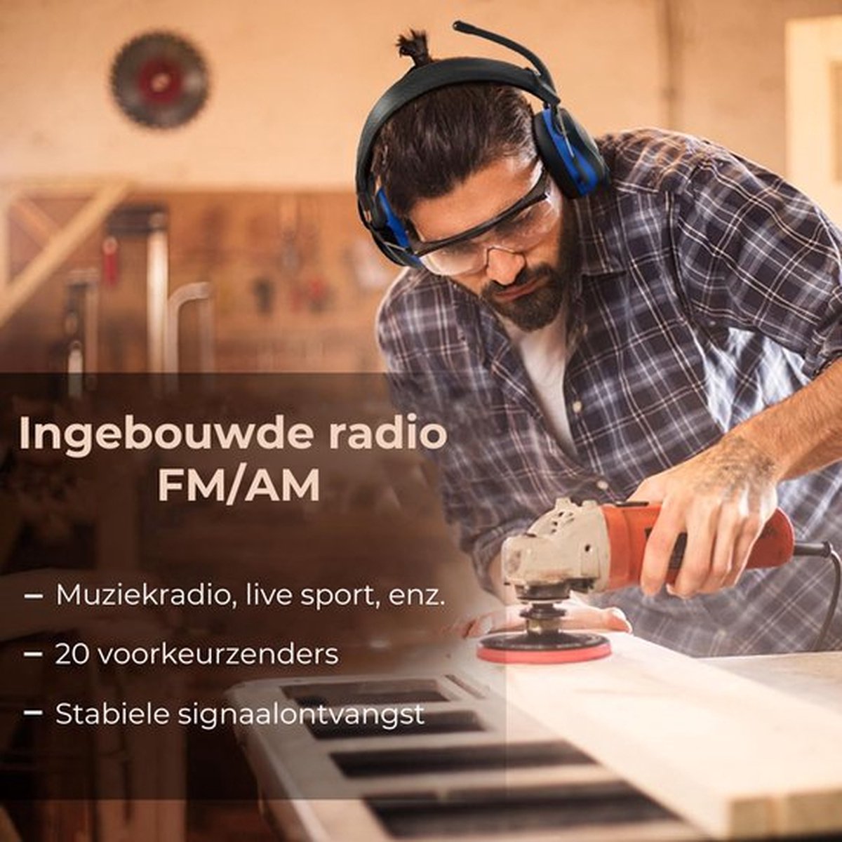 PROTEAR - Rechargeable Ear Defenders with Bluetooth FM/AM Digital Radio - External Microphone - SNR 30dB - Blue