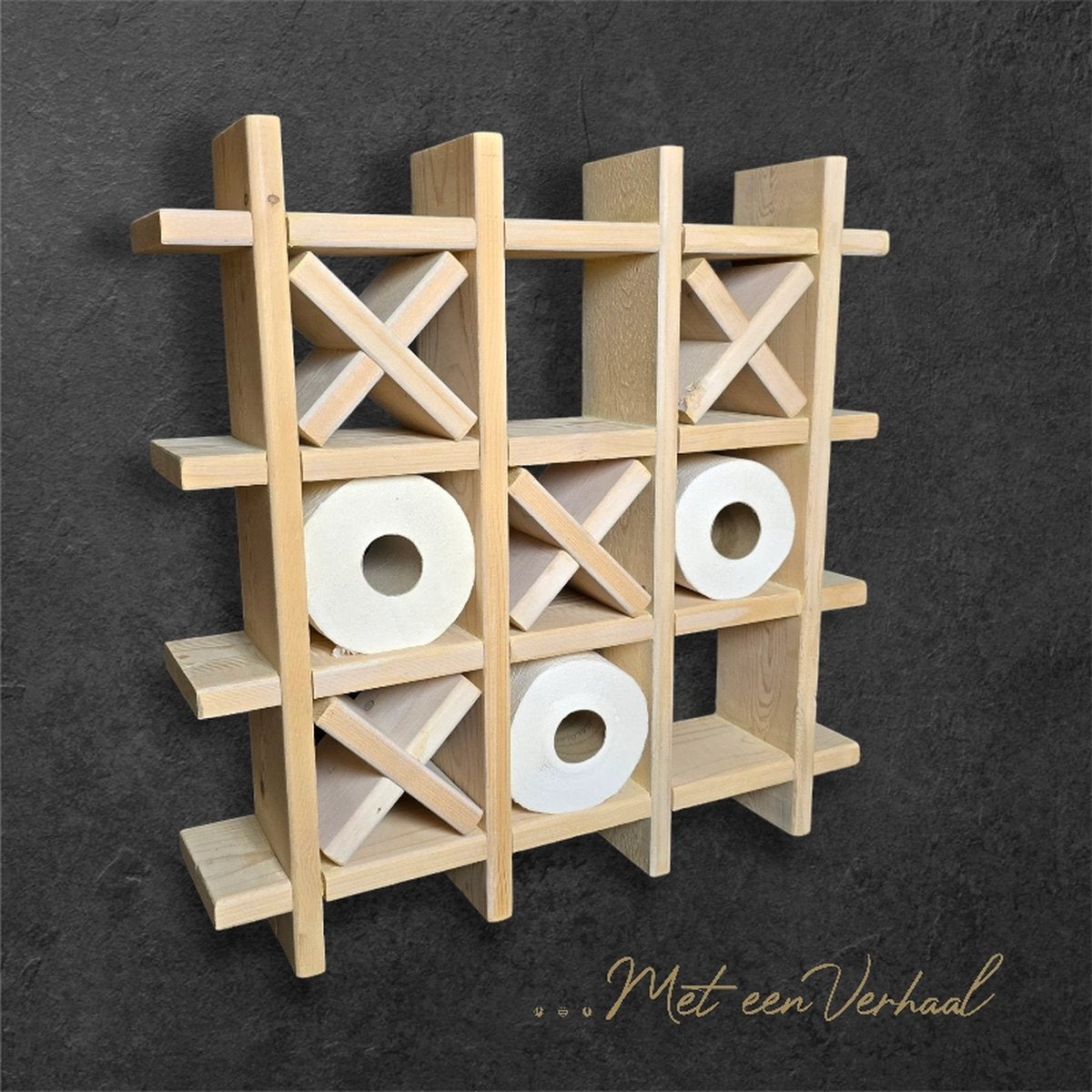 Toilet Paper Holder, toilet roll holder made from reclaimed wood, sustainable, handmade, tic-tac-toe