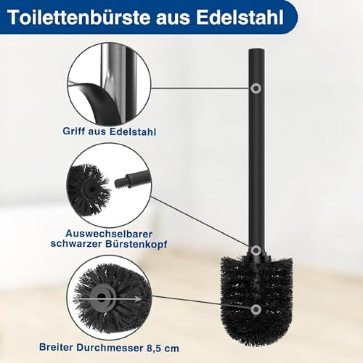 Roestvrijstalen toiletpapierhouder, staand met wc-borstel, toiletpapierhouder met doos voor vochtige doekjes, toiletpapierhouder met wc-borstel, wc-garnituur met toiletpapierhouder, staand en toiletborstel