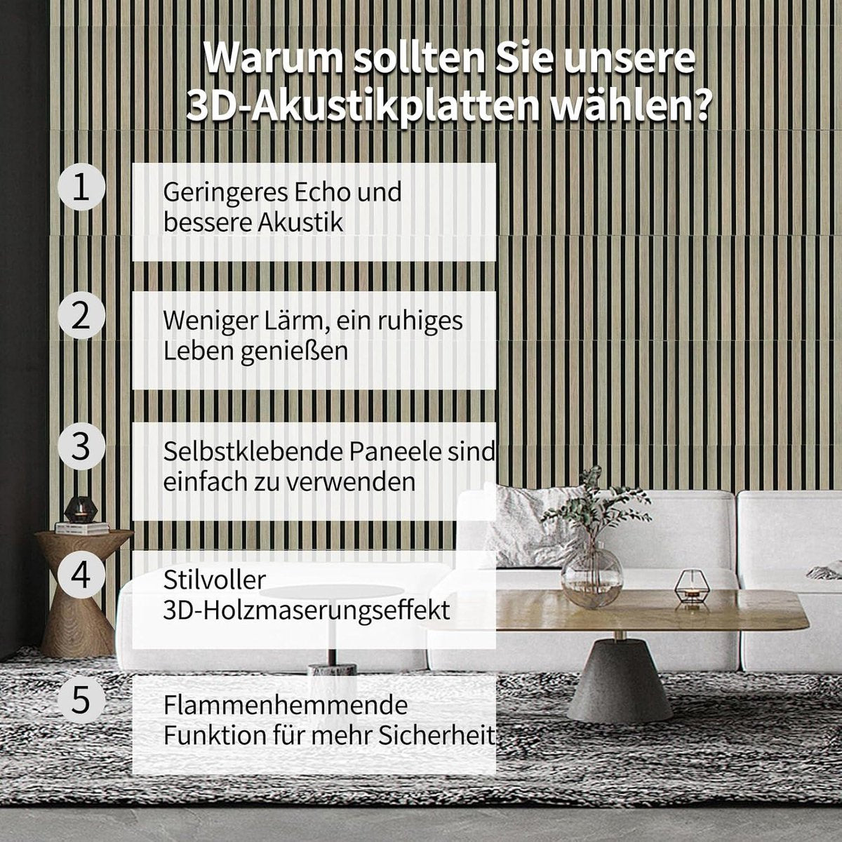 Zelfklevend akoestisch paneel - set van 8 stuks - 3D akoestische platen - 30 x 60 x 18 cm - hoge dichtheid polyester - geluidsisolatie voor muur woonkamer - thuis akoestische panelen