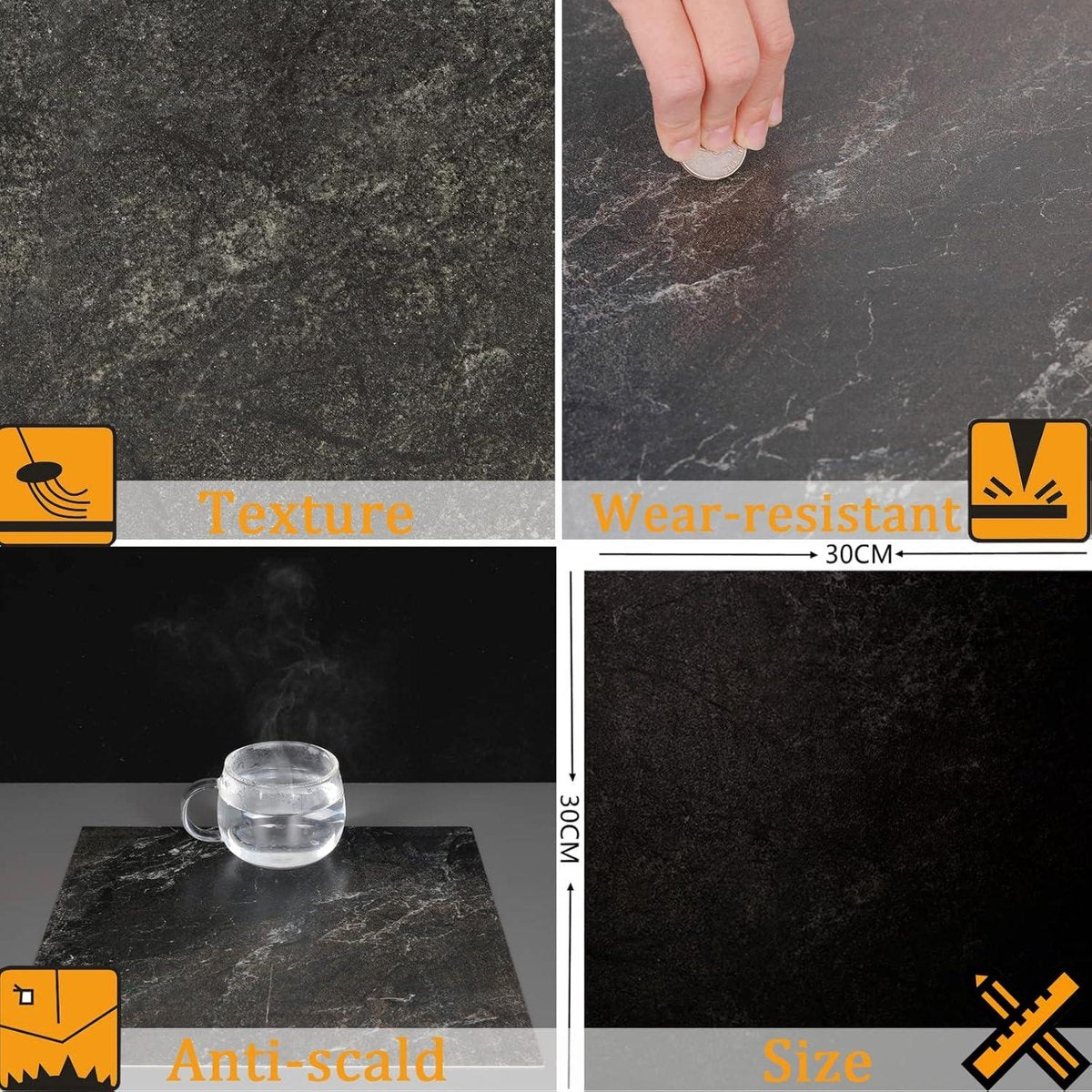 Zelfklevende Vinyl Marmeren Vloertegels - Pellen en Plakken - Badkamer Keuken Woonkamer - Waterdicht - 30 x 30 cm - 10 Stuks