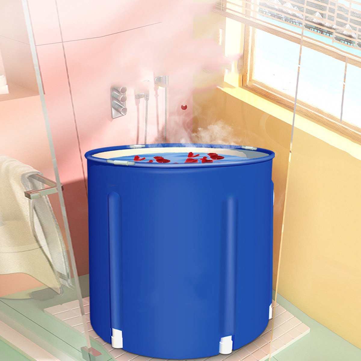Portable Bathtub - energy-saving and still enjoy a bath - For Adults and Children - 70x70x65 cm - Blue