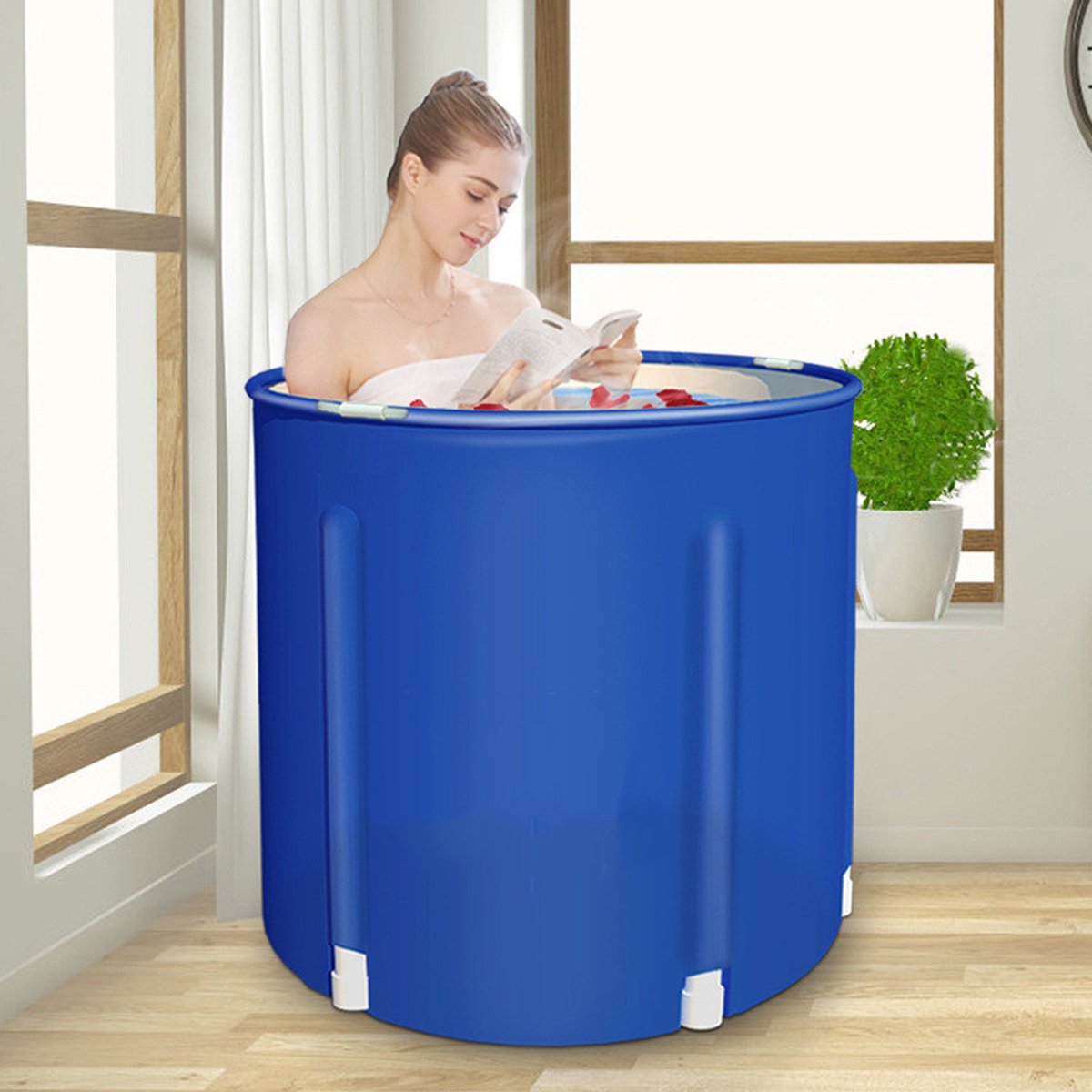 Portable Bathtub - energy-saving and still enjoy a bath - For Adults and Children - 70x70x65 cm - Blue