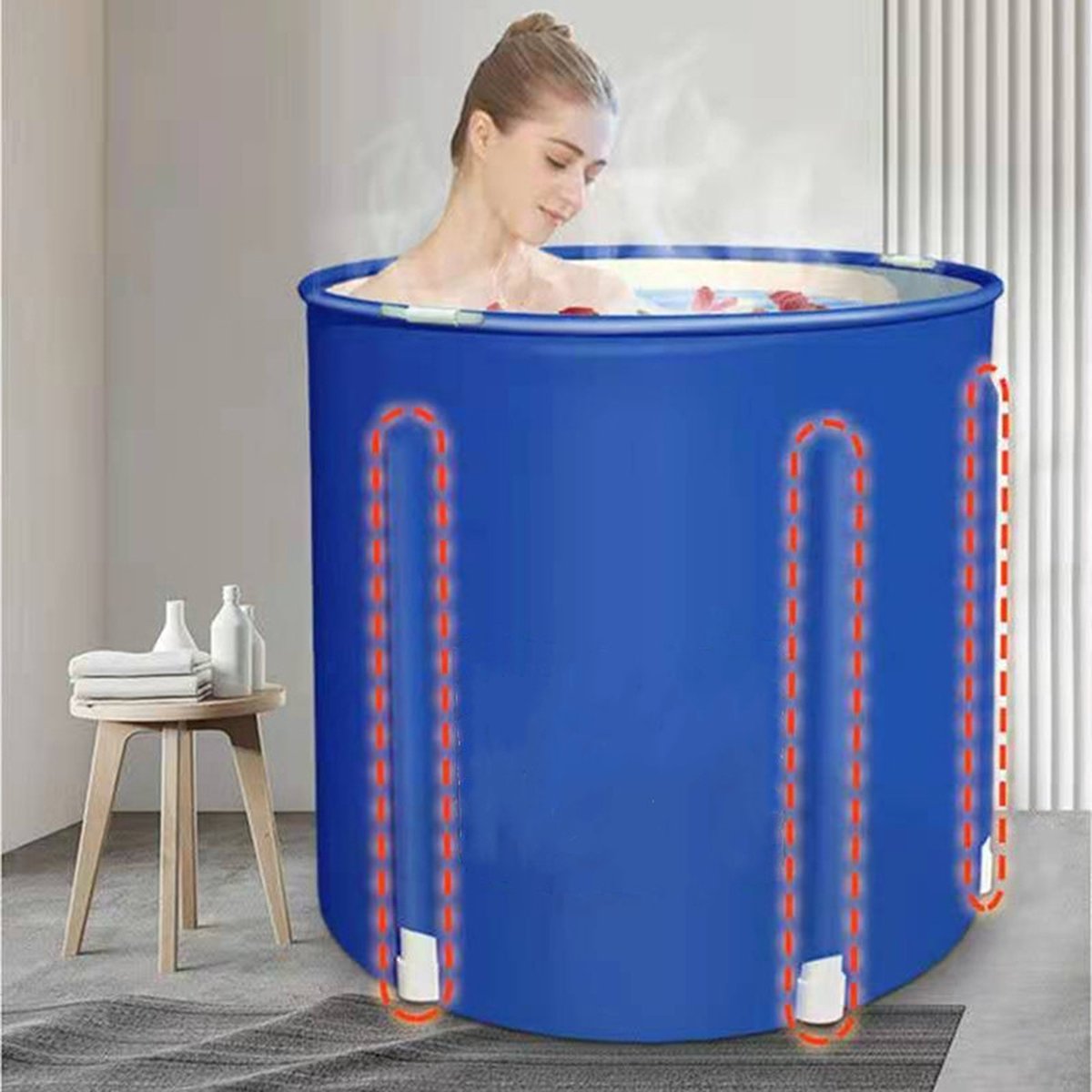 Portable Bathtub - energy-saving and still enjoy a bath - For Adults and Children - 70x70x65 cm - Blue