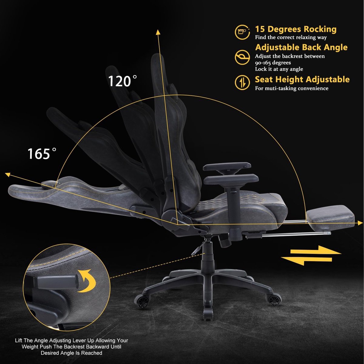 Ergonomische Gaming Stoel met Massage - Grijs
