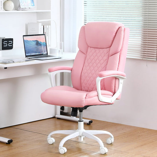 Pink Office Chair - Adjustable backrest - Waterproof and breathable - Maximum load 90 kg - PU leather fabric