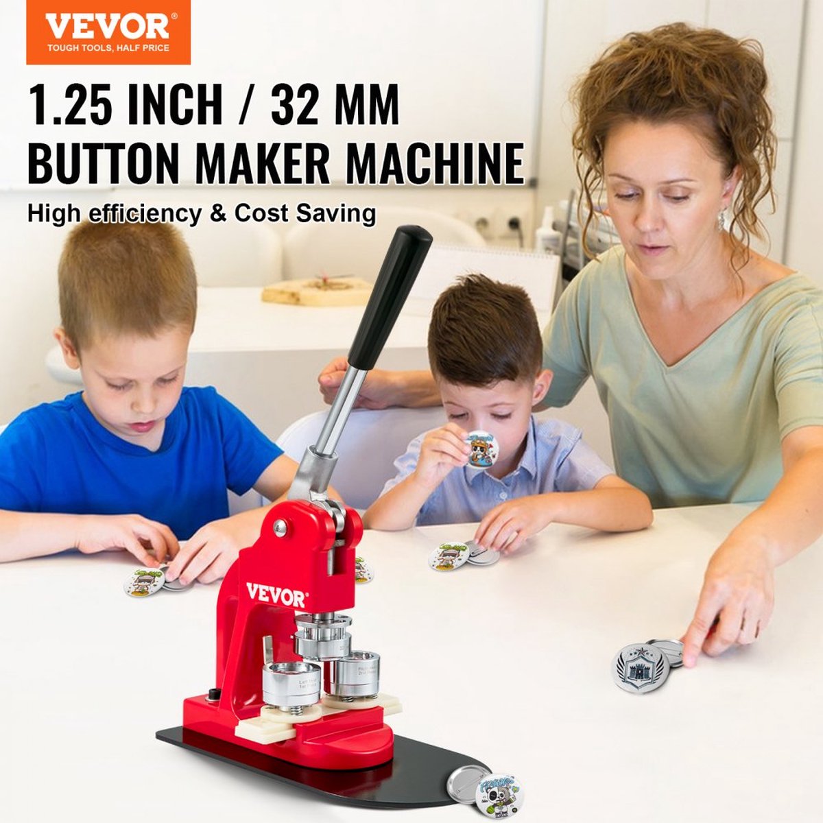 Knopenmachine Badgemachine Button Maker Machine 32mm Badgemaker 500 stuks Badge Pons Pers