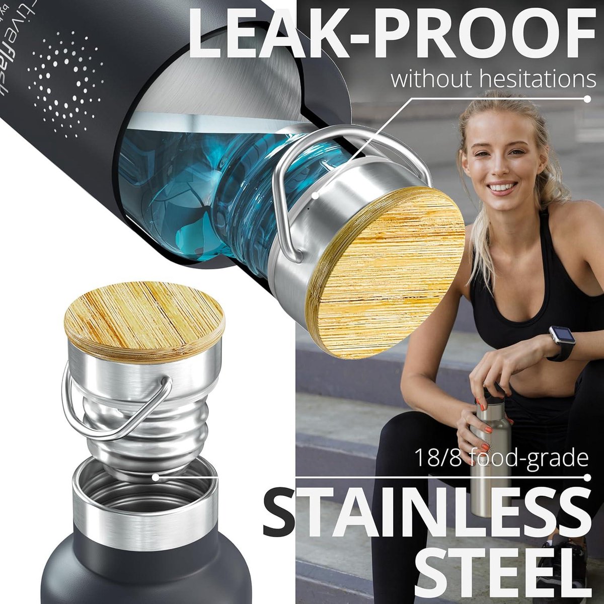 Stainless Steel Thermos Flask ACTIVE FLASK + Straw - BPA-Free - 1 Liter/500 ml - Vacuum Insulated Bottle - Sport Fitness Cycling - Kids Water Bottle - Sports Water Bottle