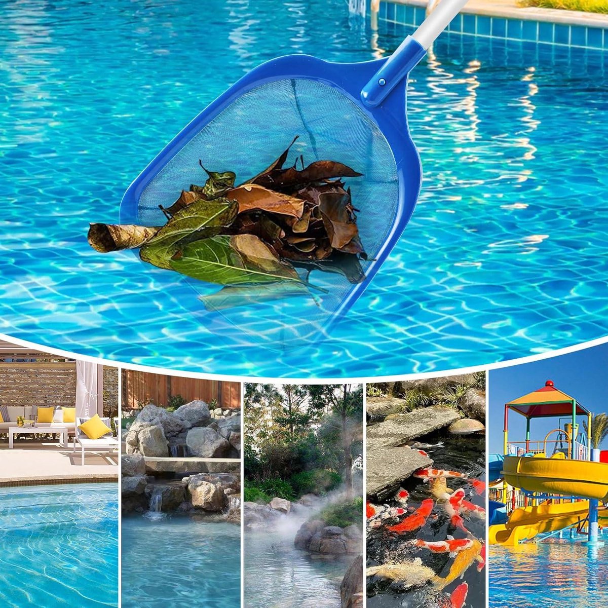 Green Harmony 160 cm skimmer zwembadreiniging-schepnet-fijnmazig-13 m lange aluminium stang-175 cm diep-schepnet-voor-zwembad-spa-vijvers-whirlpools Green Harmony - Schepnet vijver