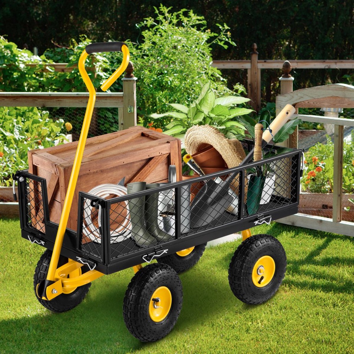 Opvouwbare Wagen Tuintrolley Transportwagen Strandkar Handkar 408 kg Apparatuurwagen Tuinwagen Apparatuurwagen Handwagen 96x51x22 cm