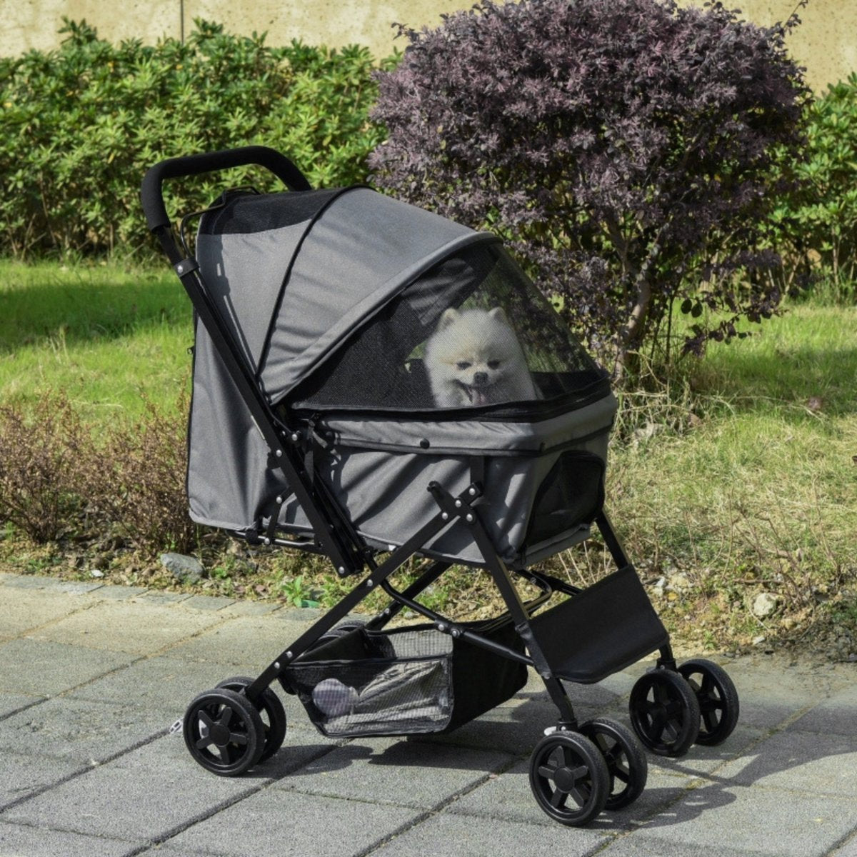 Zenzee - Dog Stroller - Foldable - Parking Brake - Storage Space - Grey