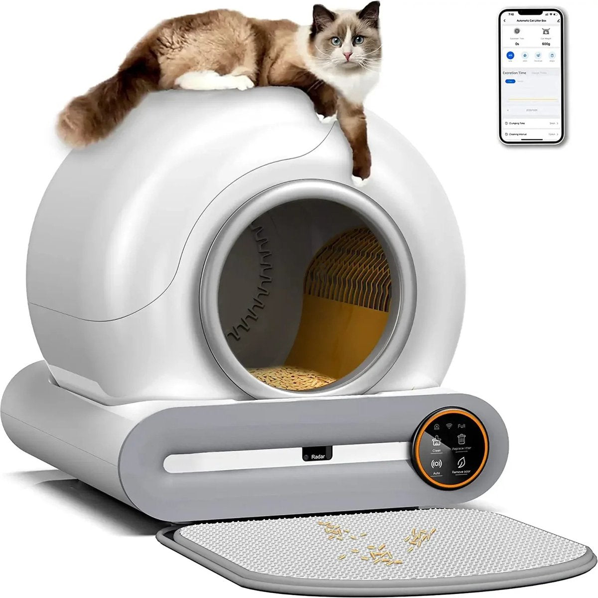 Automatic Litter Box - Self-Cleaning Litter Box - Hygienic - Smart Litter Box - Smart Technology - White