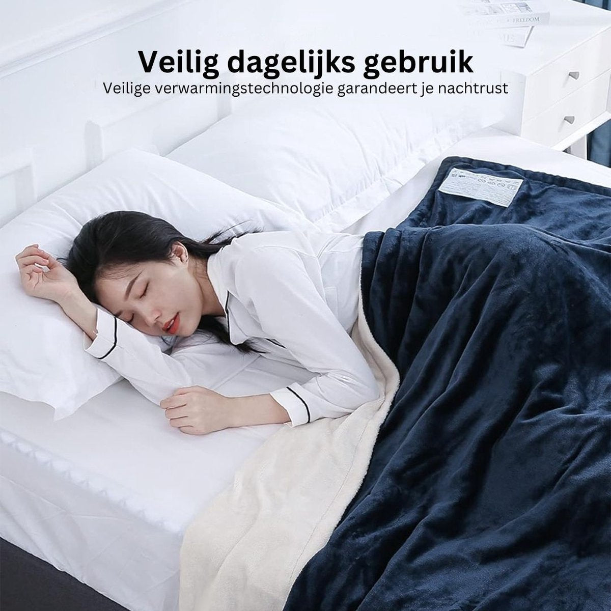 Elektrische deken - Elektrische deken 1-persoons met temperatuurregeling - Elektrische deken wasbaar - Blauw/180x130/Knuffeldeken