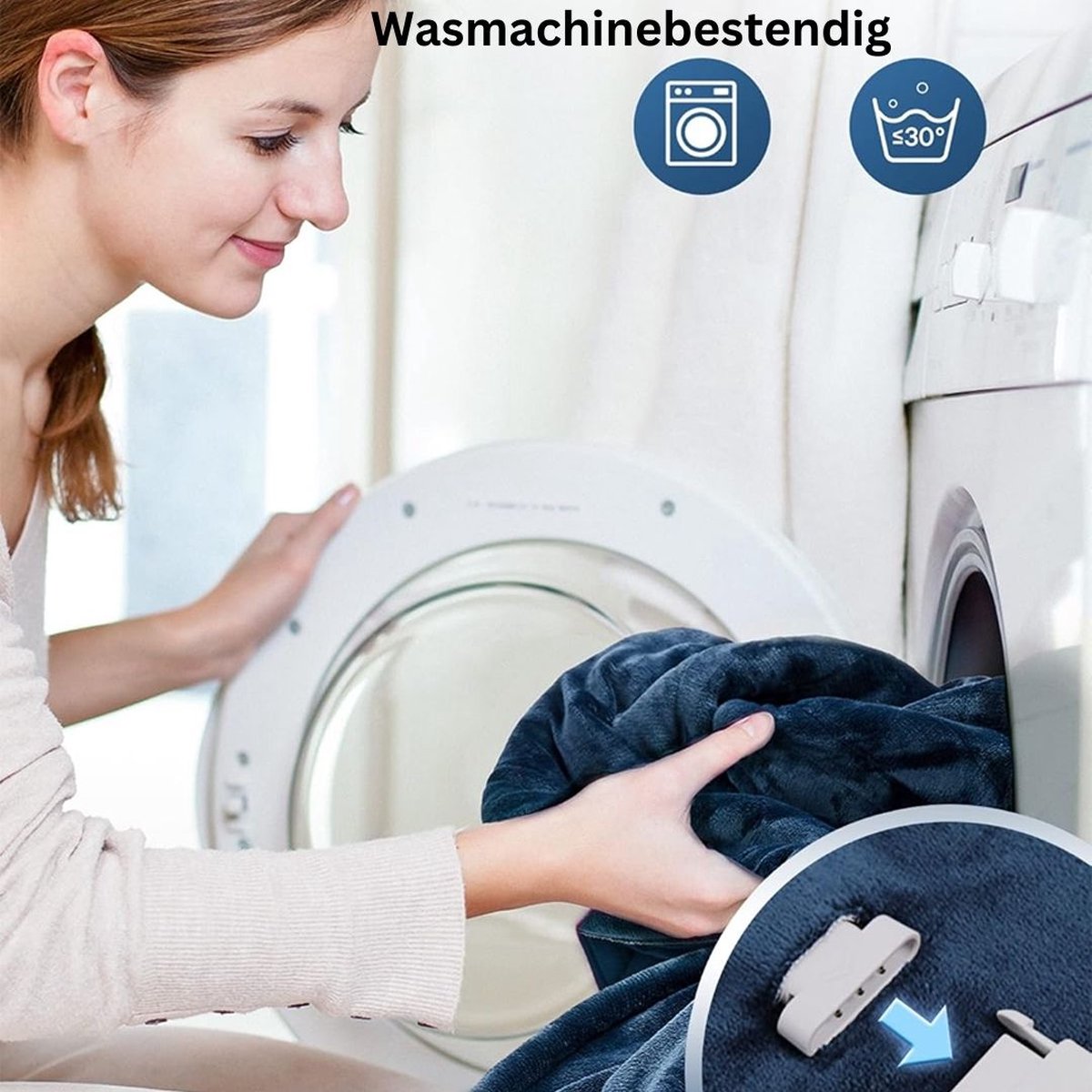 Elektrische deken - Elektrische deken 1-persoons met temperatuurregeling - Elektrische deken wasbaar - Blauw/180x130/Knuffeldeken