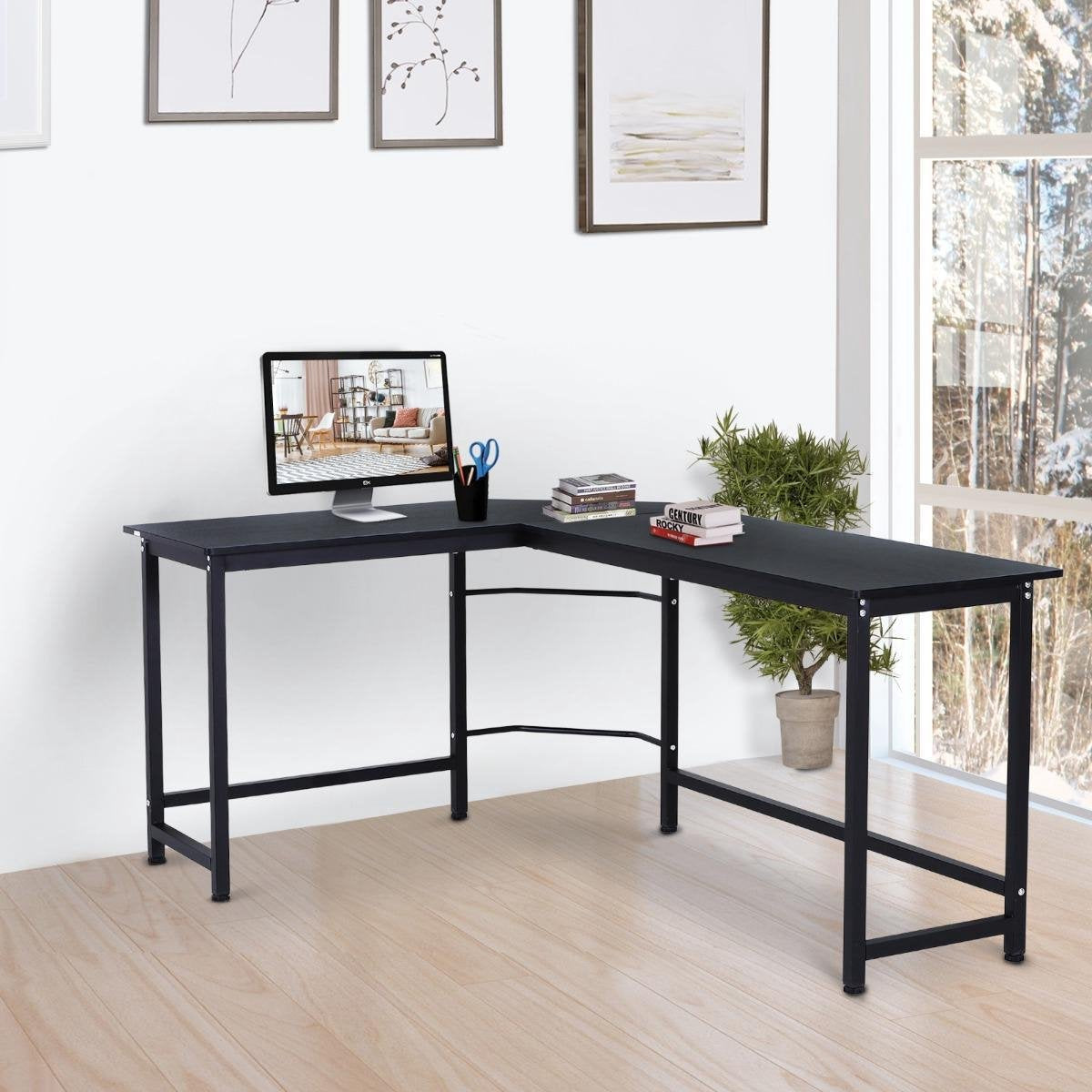 Corner Desk - Desk - Writing Desk - Computer Desk - Office Desk - Storage Space - 168 x 120 x 75cm - Black