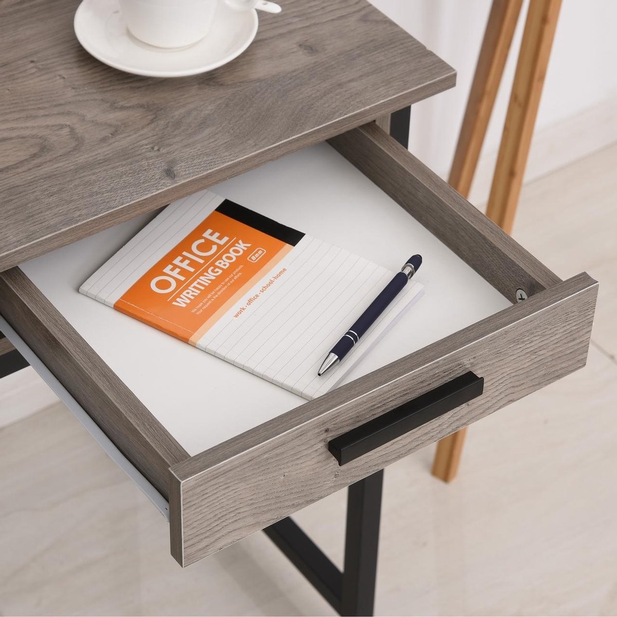 Bureau - Compact - Schrijftafel - Computerbureau - Bureautafel - Opslagruimte - Industrieel design - 106 x 53 x 95cm - Zwart