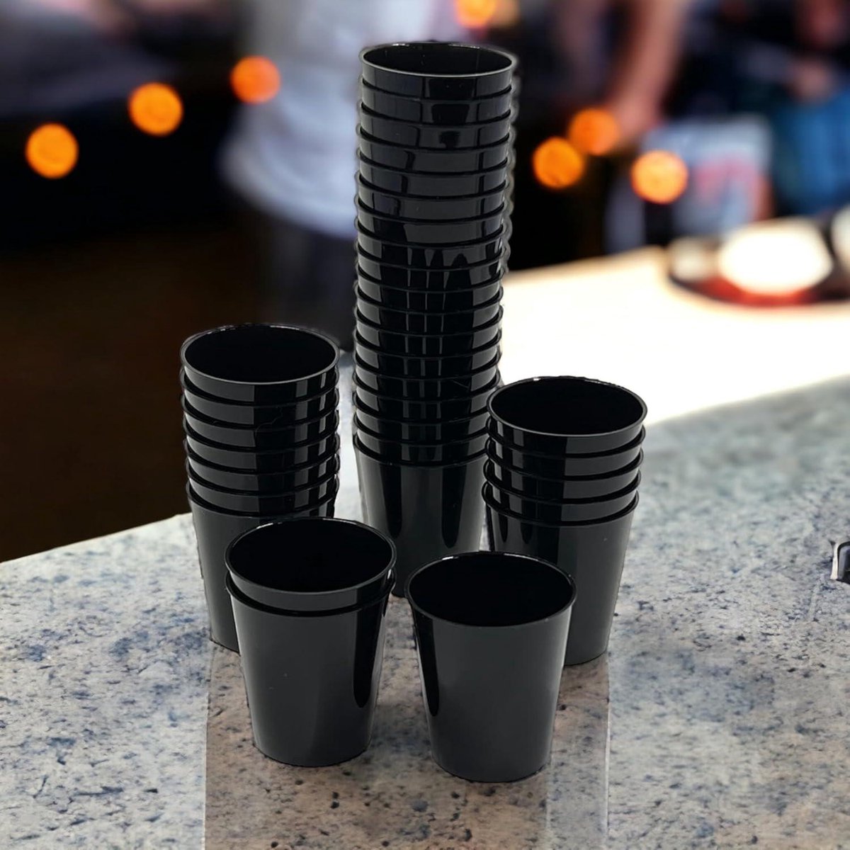 Robuuste plastic shotglaasjes voor Jello Shots en desserts - Feest Bruiloft Verjaardag - Vaatwasmachinebestendig Herbruikbaar - 29 ml (zwart 160 stuks)