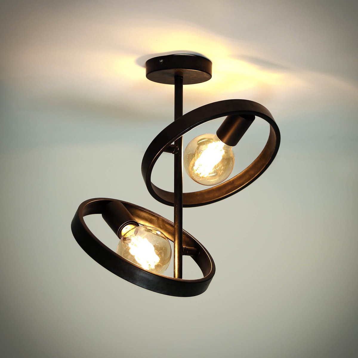 Country ceiling light Hover | 2-light | charcoal / grey / black | metal | 50 cm high | Ø 26 cm | dining room / living room / bedroom lamp | modern / atmospheric design