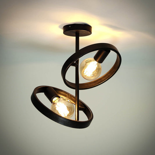 Country ceiling light Hover | 2-light | charcoal / grey / black | metal | 50 cm high | Ø 26 cm | dining room / living room / bedroom lamp | modern / atmospheric design