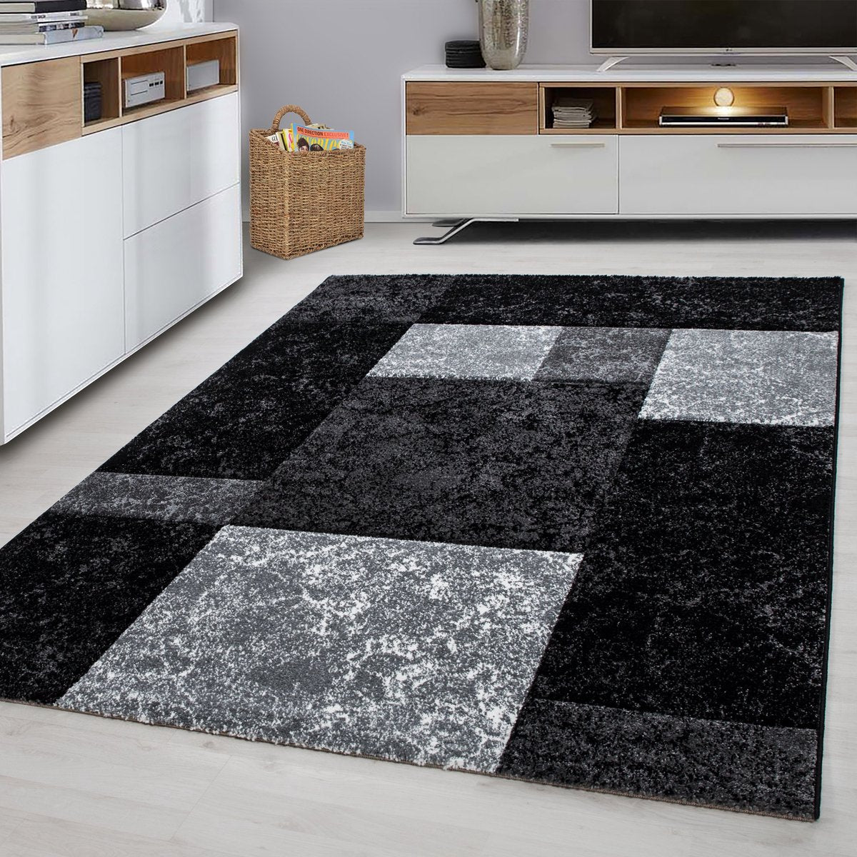 Gray Low-Pile Carpet - 120x170cm - Modern - Living Room - Salon - Bedroom - Dining Room